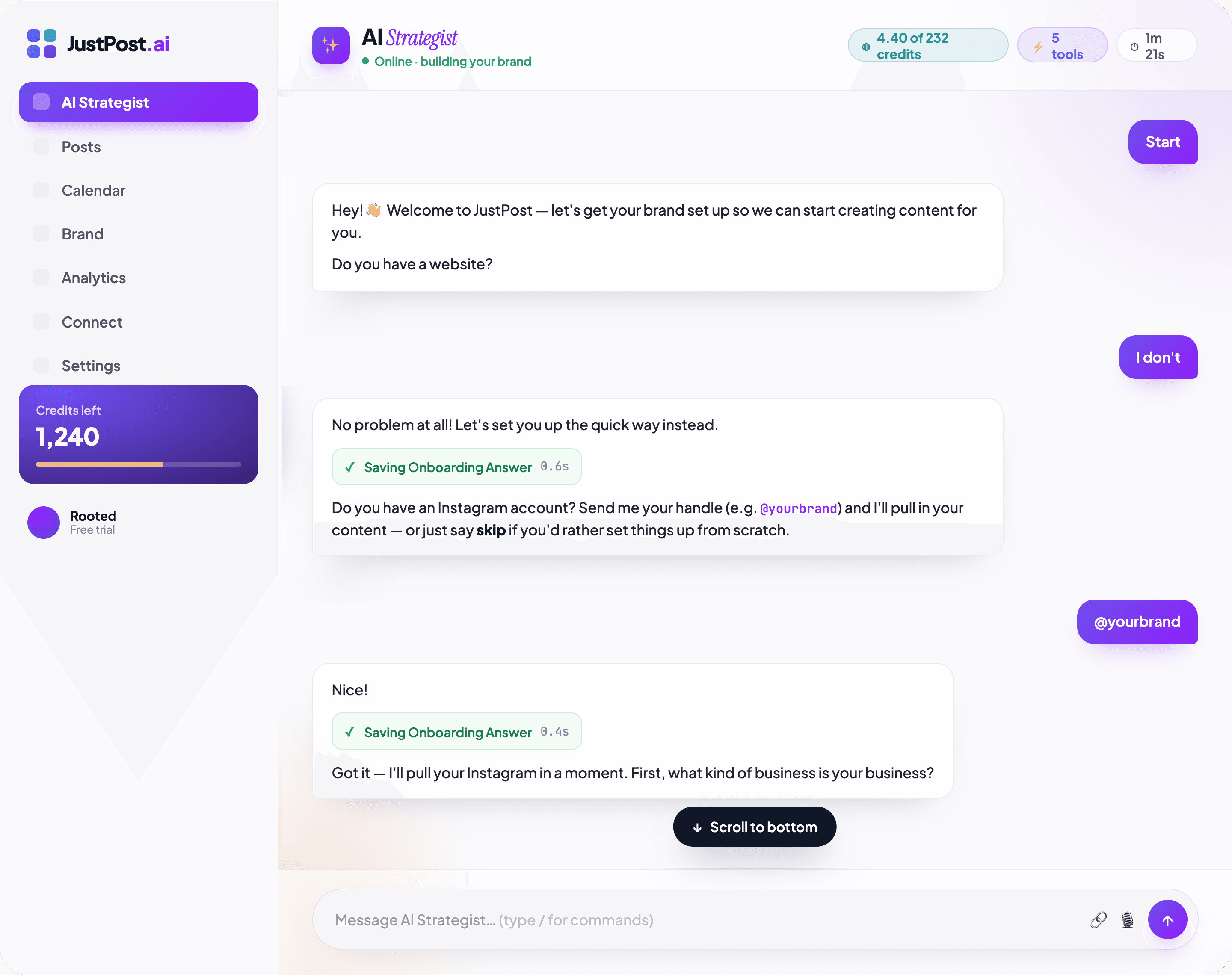 JustPost AI — AI Strategist