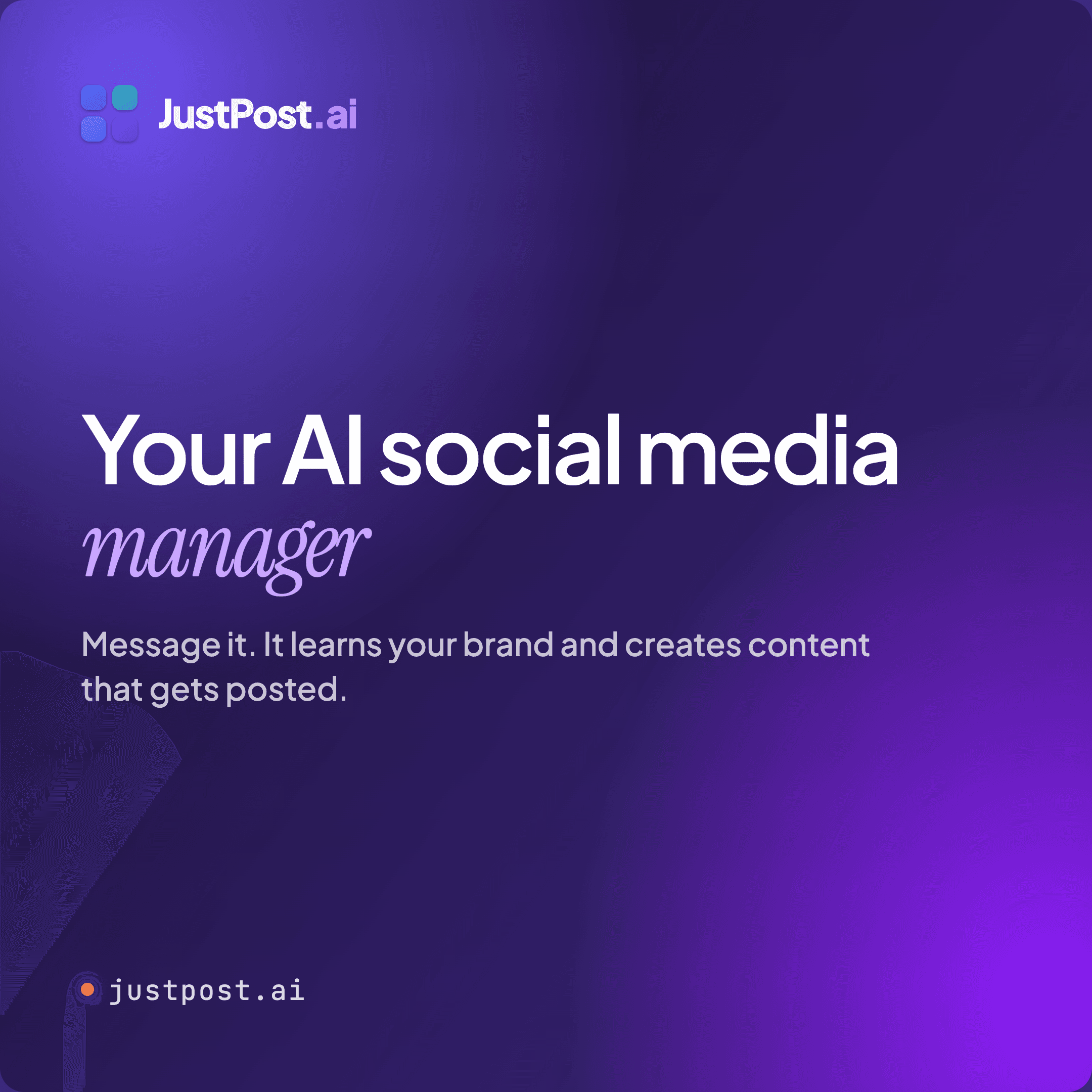 JustPost AI — brand card